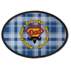 Hipster Dad Iron On Oval Patch w/ Name or Text