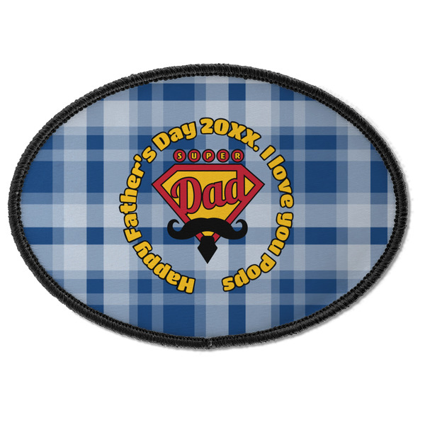 Custom Hipster Dad Iron On Oval Patch w/ Name or Text