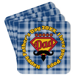 Hipster Dad Paper Coasters w/ Name or Text