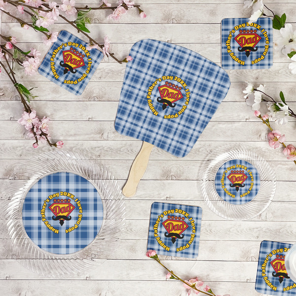 Hipster Dad Party Supplies Combination Image - All items - Plates, Coasters, Fans