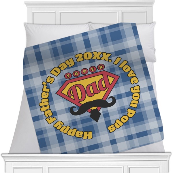 Custom Hipster Dad Minky Blanket - Twin / Full - 80"x60" - Double Sided (Personalized)