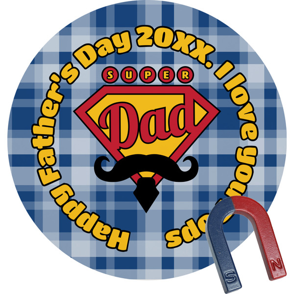 Custom Hipster Dad Round Fridge Magnet (Personalized)