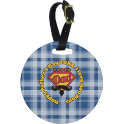 Hipster Dad Plastic Luggage Tag - Round (Personalized)