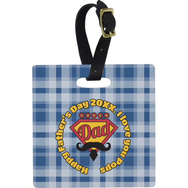 Hipster Dad Personalized Square Luggage Tag