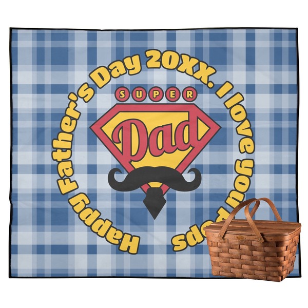 Custom Hipster Dad Outdoor Picnic Blanket (Personalized)