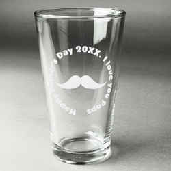 Hipster Dad Pint Glass - Engraved (Single) (Personalized)
