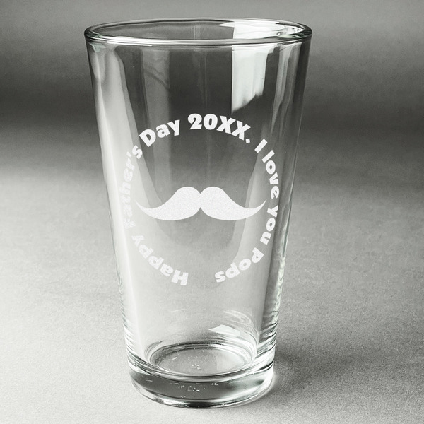 Custom Hipster Dad Pint Glass - Engraved (Single) (Personalized)