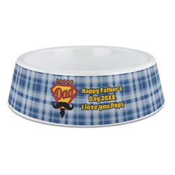Hipster Dad Plastic Dog Bowl - Large (Personalized)