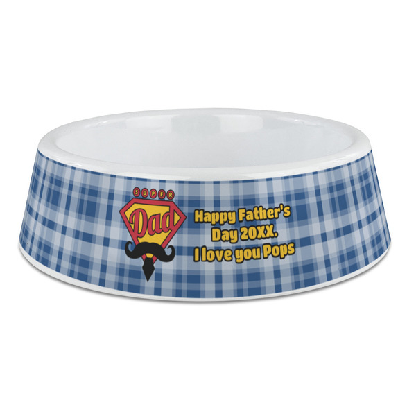 Custom Hipster Dad Plastic Dog Bowl - Large (Personalized)
