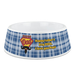 Hipster Dad Plastic Dog Bowl (Personalized)