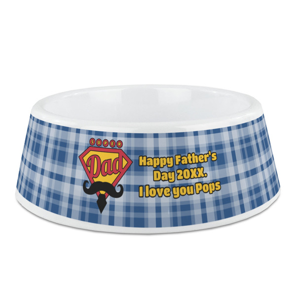 Custom Hipster Dad Plastic Dog Bowl (Personalized)