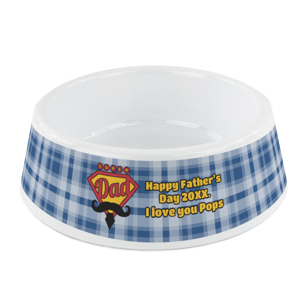 Custom Hipster Dad Plastic Dog Bowl - Small (Personalized)