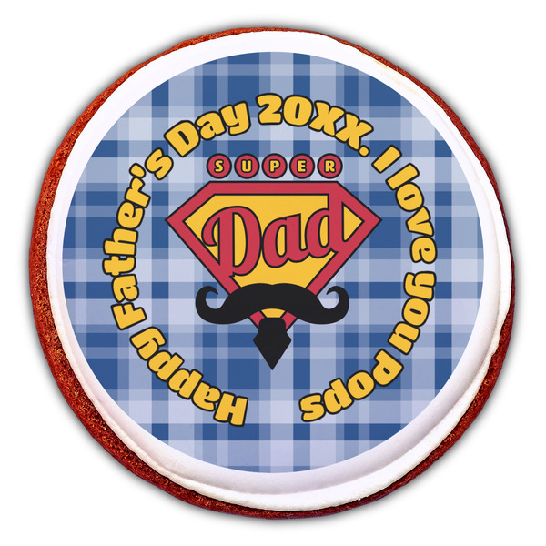 Hipster Dad Printed Icing Circle - Large - On Cookie
