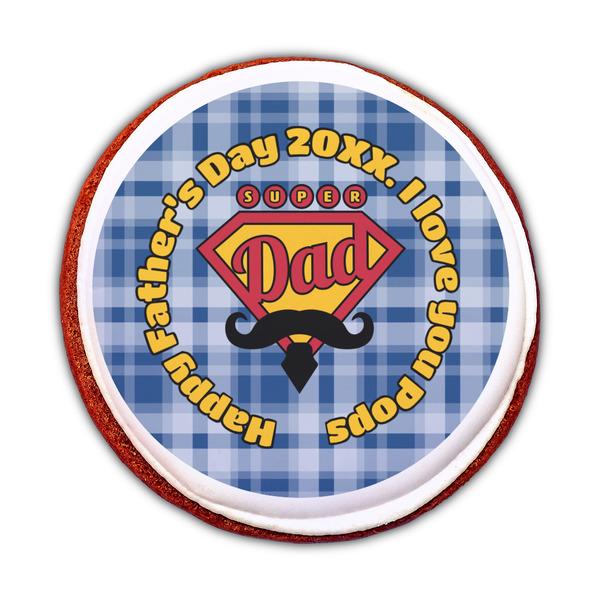 Hipster Dad Printed Icing Circle - Medium - On Cookie