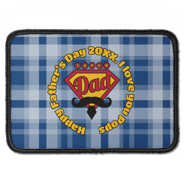 Custom Hipster Dad Iron On Rectangle Patch w/ Name or Text
