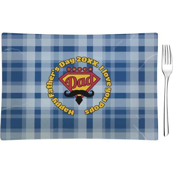 Custom Hipster Dad Rectangular Glass Appetizer / Dessert Plate - Single or Set (Personalized)