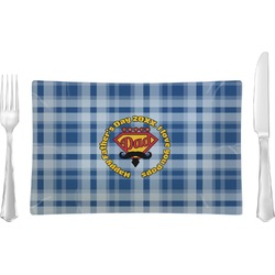 Hipster Dad Glass Rectangular Lunch / Dinner Plate (Personalized)