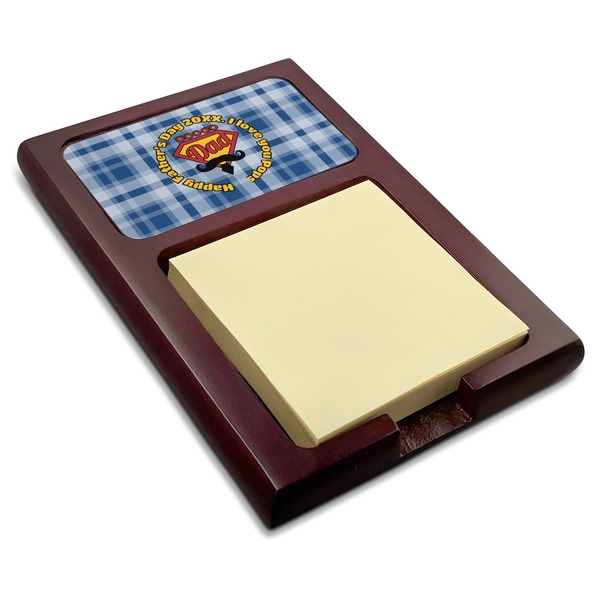 Custom Hipster Dad Red Mahogany Sticky Note Holder (Personalized)
