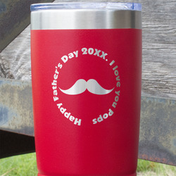 Hipster Dad 20 oz Stainless Steel Tumbler - Red - Single Sided (Personalized)