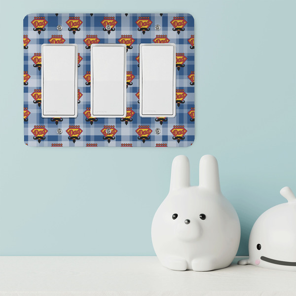 Hipster Dad Rocker Light Switch Covers - Triple - IN CONTEXT