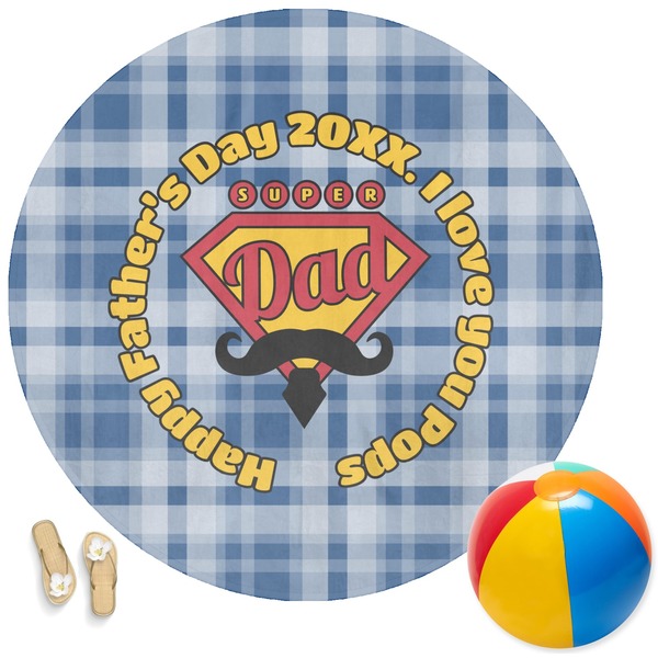 Custom Hipster Dad Round Beach Towel (Personalized)