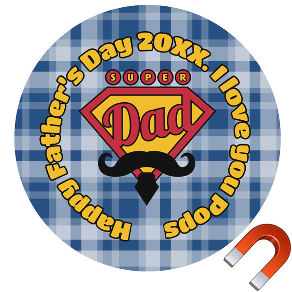 Custom Hipster Dad Round Car Magnet - 6" (Personalized)