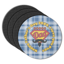 Hipster Dad Round Rubber Backed Coasters - Set of 4 (Personalized)