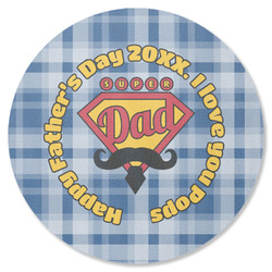 Hipster Dad Round Rubber Backed Coaster (Personalized)