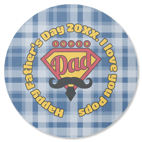 Custom Hipster Dad Round Rubber Backed Coaster (Personalized)