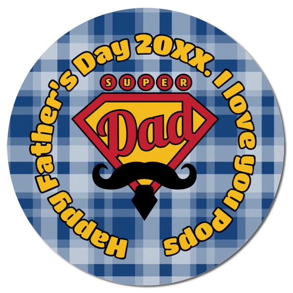 Hipster Dad Round Fridge Magnet - FRONT