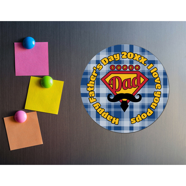 Hipster Dad Round Fridge Magnet - LIFESTYLE