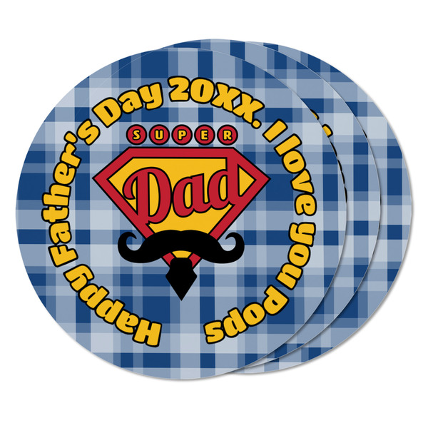 Hipster Dad Round Fridge Magnet - THREE