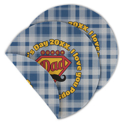 Hipster Dad Round Linen Placemat - Double Sided (Personalized)