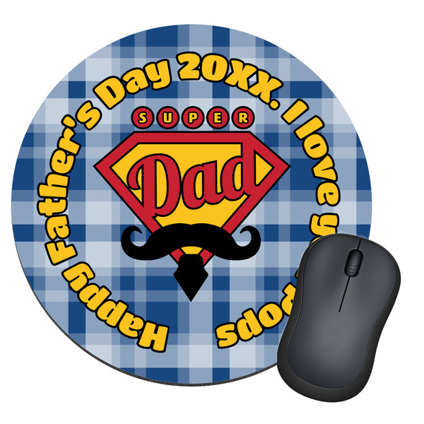 Custom Hipster Dad Round Mouse Pad (Personalized)