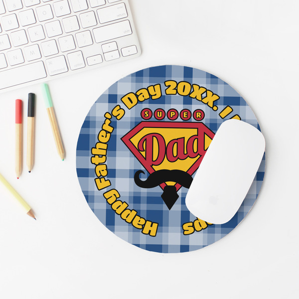 Hipster Dad Round Mousepad - LIFESTYLE 2