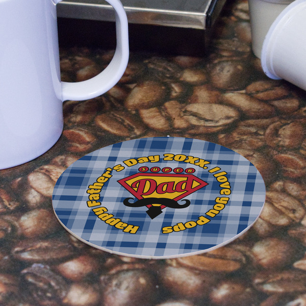 Hipster Dad Round Paper Coaster - Front