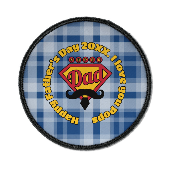 Custom Hipster Dad Iron On Round Patch w/ Name or Text
