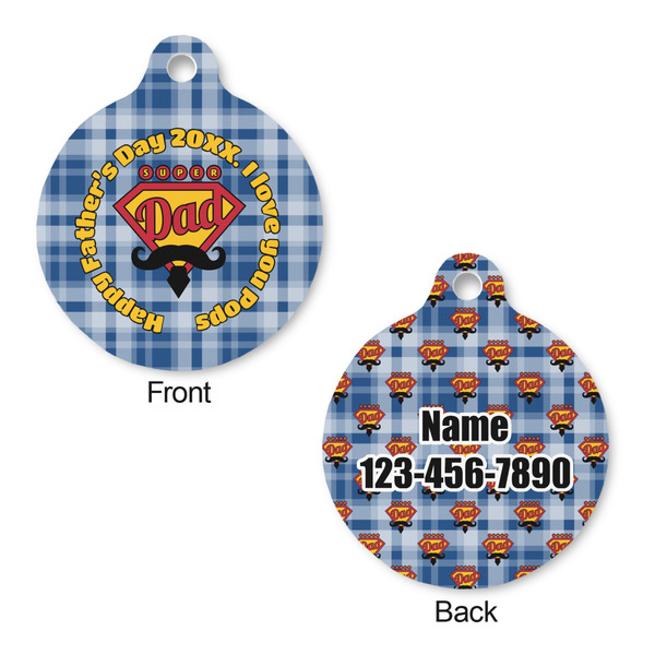 Hipster Dad Round Pet ID Tag - Large - Approval