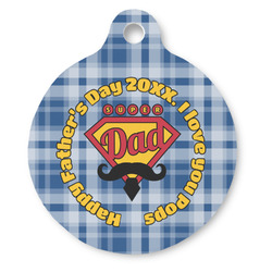 Hipster Dad Round Pet ID Tag (Personalized)