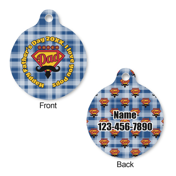 Hipster Dad Round Pet Tag - Front & Back