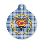 Hipster Dad Round Pet ID Tag - Small (Personalized)
