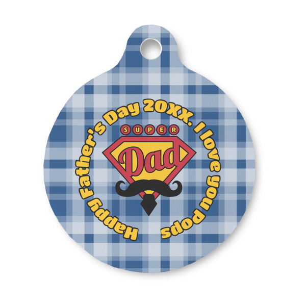 Custom Hipster Dad Round Pet ID Tag - Small (Personalized)