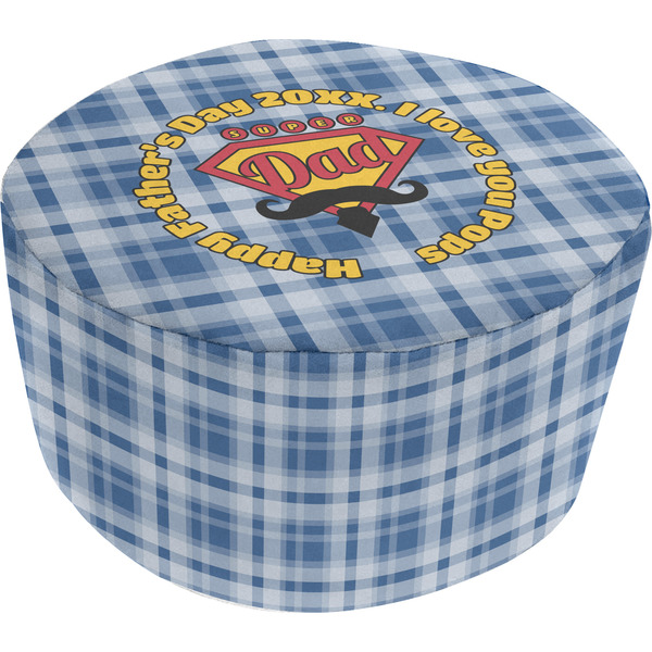 Custom Hipster Dad Round Pouf Ottoman (Personalized)