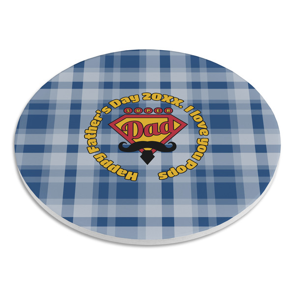 Hipster Dad Round Stone Trivet - Angle View