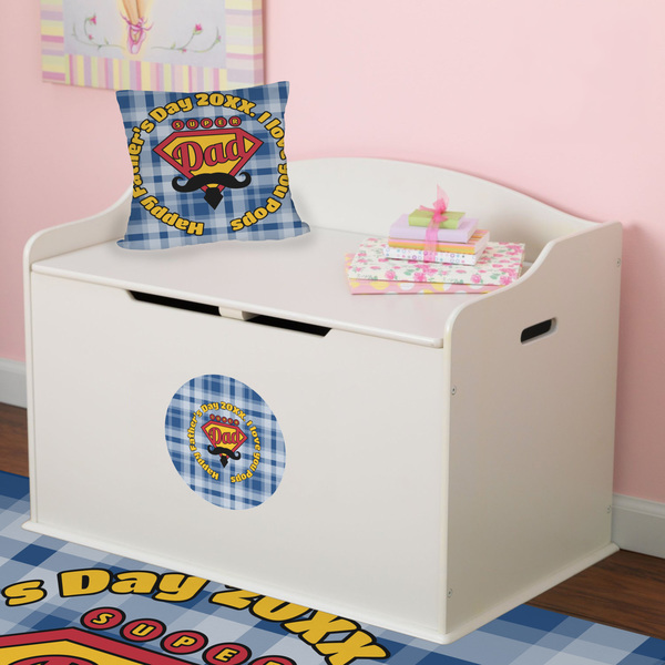 Hipster Dad Round Wall Decal on Toy Chest