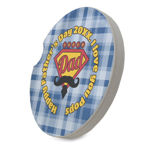 Hipster Dad Sandstone Car Coaster - STANDING ANGLE