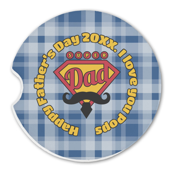 Custom Hipster Dad Sandstone Car Coaster - Single (Personalized)