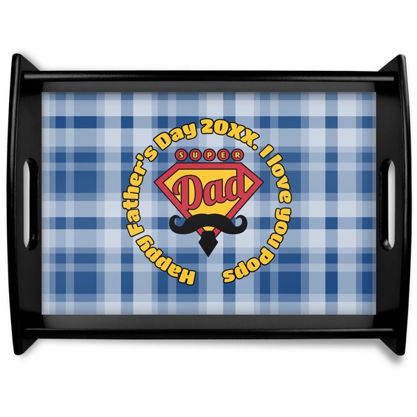 Custom Hipster Dad Black Wooden Tray - Large (Personalized)