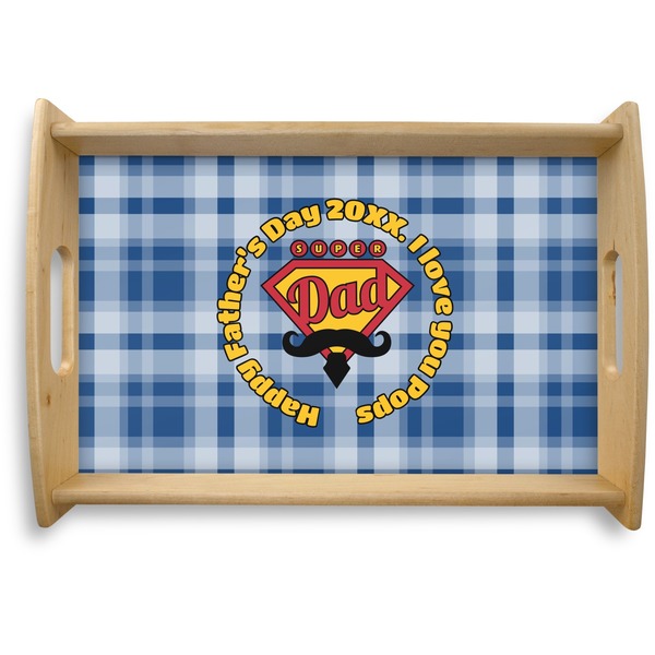 Custom Hipster Dad Natural Wooden Tray - Small (Personalized)