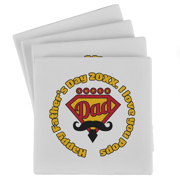 Custom Hipster Dad Absorbent Stone Coasters - Set of 4 (Personalized)